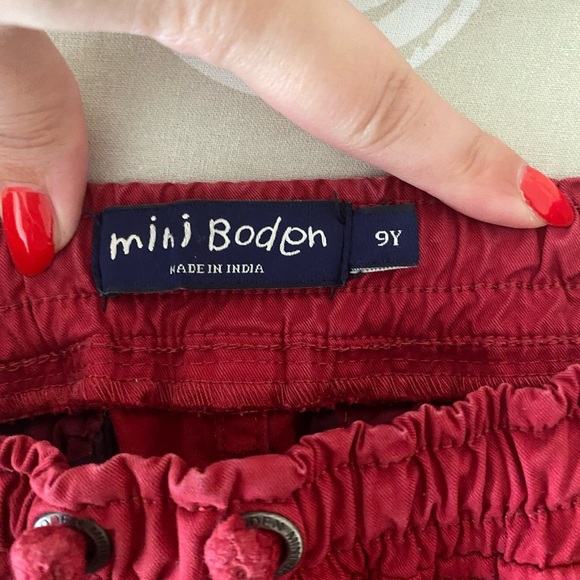Mini Boden Red Kids Pants Size 9 Boy Pull On Style Pocket Joggers Stretch Waist - Picture 3 of 5